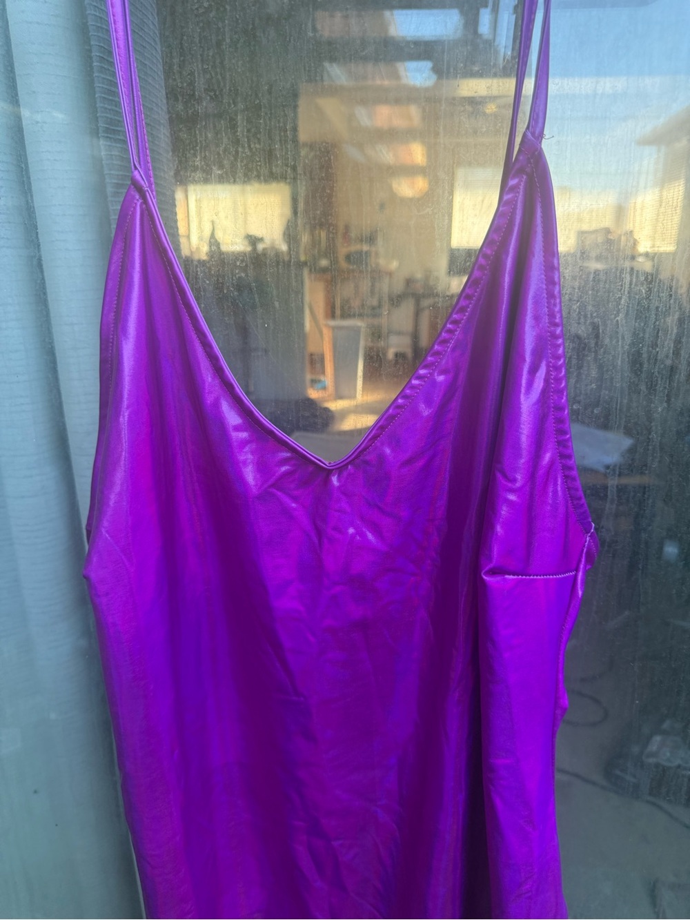 NWT Fashion Nova Shiny Purple Slip Dress - Spaghetti Straps